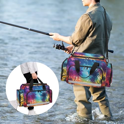 Anti-Scratch Duffle Bag for Travel 25x17.7x11.2 Inch - Waterproof Duffel Bag for Camping Fitness, Durable EMS Gear for First Responders Beach Palm Tree2