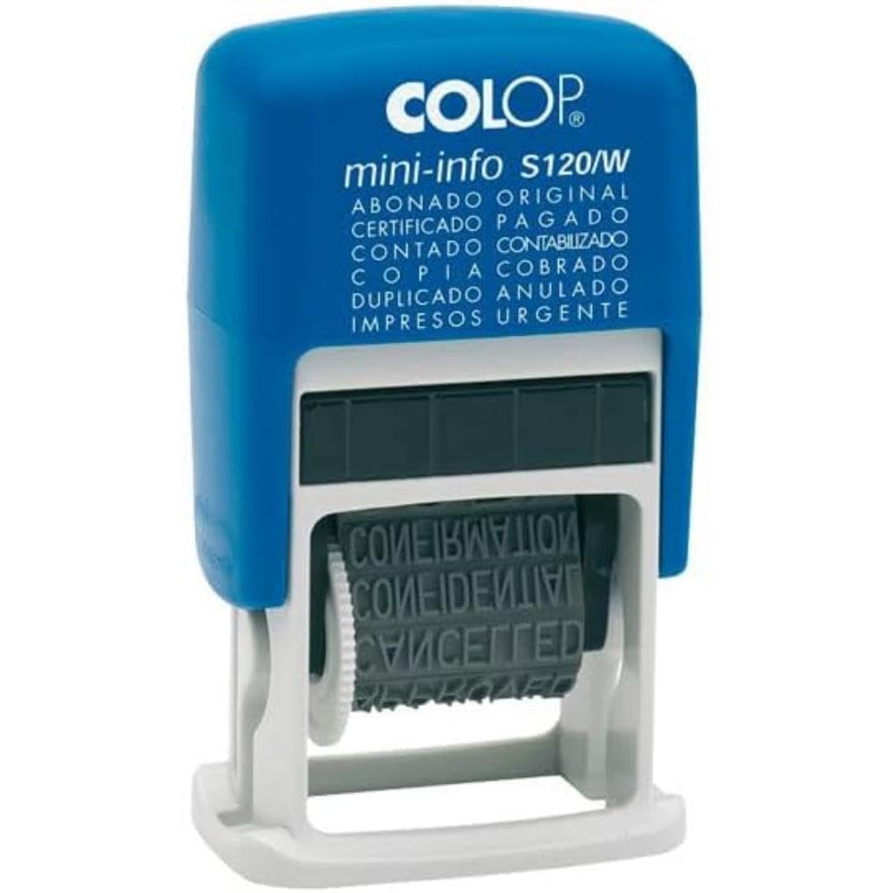 Sello de entinaje s 120/wd formula/fecha 4mm español azul/negra colop 105001