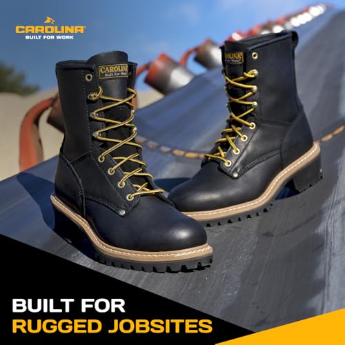 Carolina Men’s Elm 8″ Steel Toe Work Boot – Unlined Logger, Full-Grain Leather, Oil/Slip-Resistant, EH Safety4