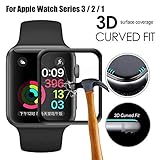 Konglin for Apple Watch Screen Protector 38mm for Series 3/2/1 Scratch Resistant Full Coverage Protective Tempered Glass HD Film Glass Bumper Case with 3D Curved Edge iwatch Anti-Bubble Clear Cover A