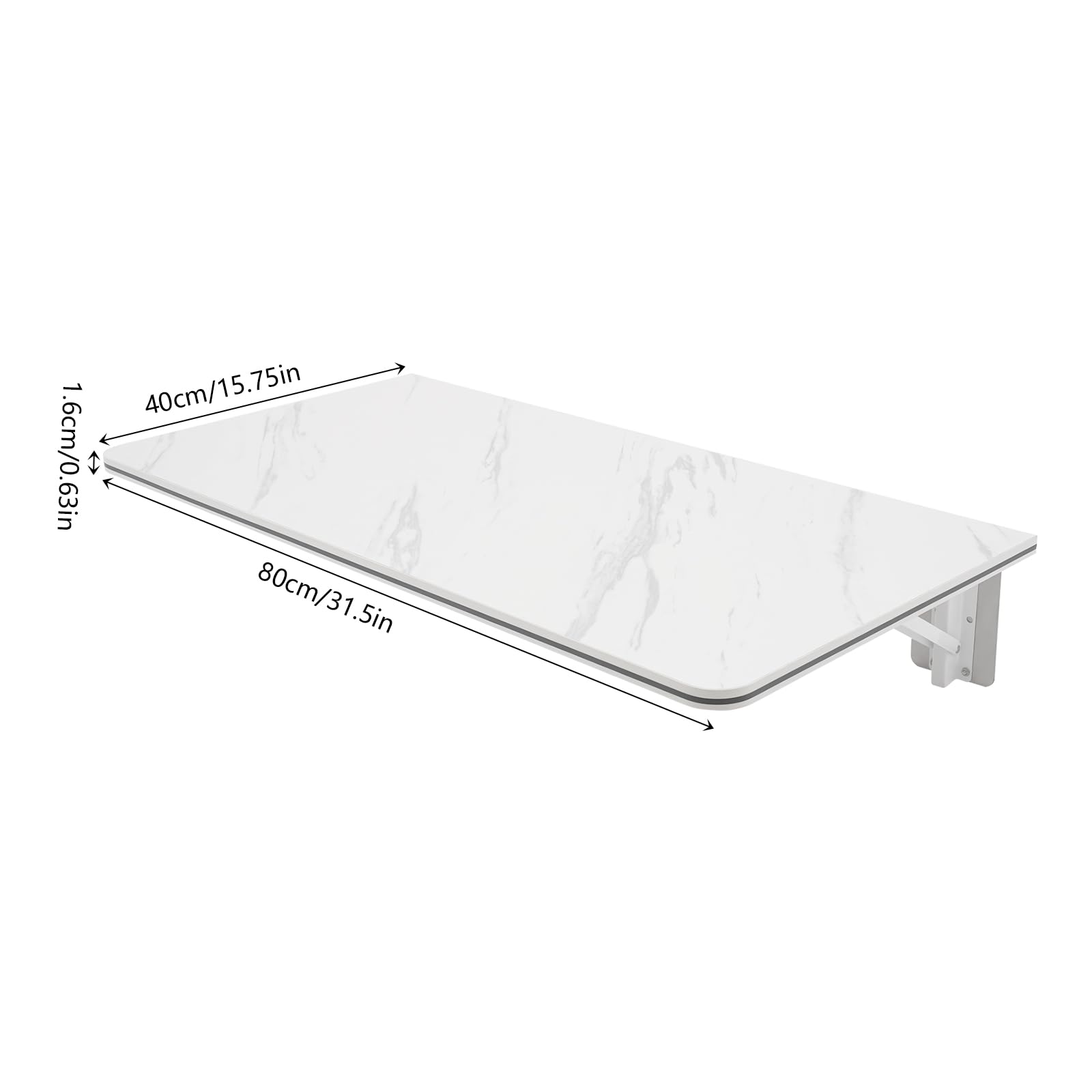 Tavolo da parete pieghevole, 80 x 40 cm, bianco, portata fino a 30 kg, montaggio a parete salvaspazio, per soggiorno, cucina, ufficio, garage