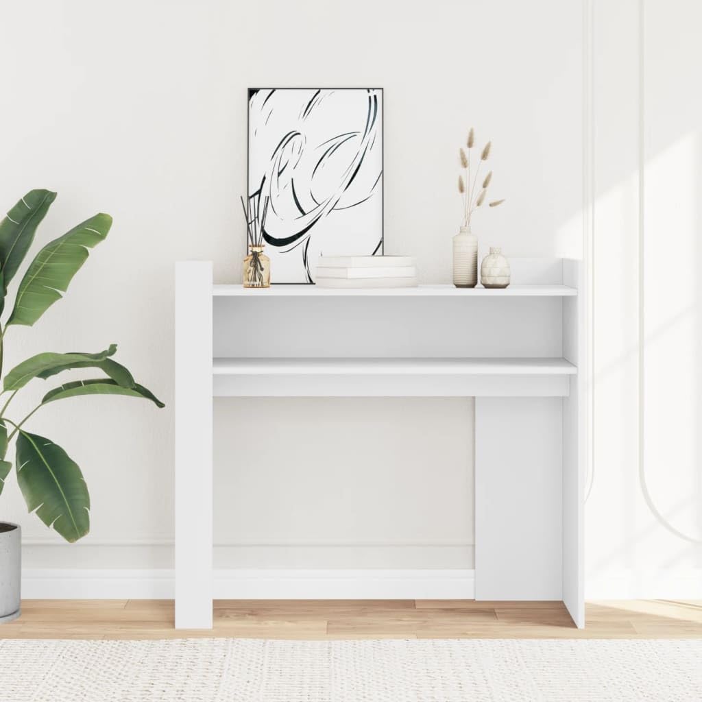 Biały Konsola Konsola Konsola 100x35x90 cm z półkami