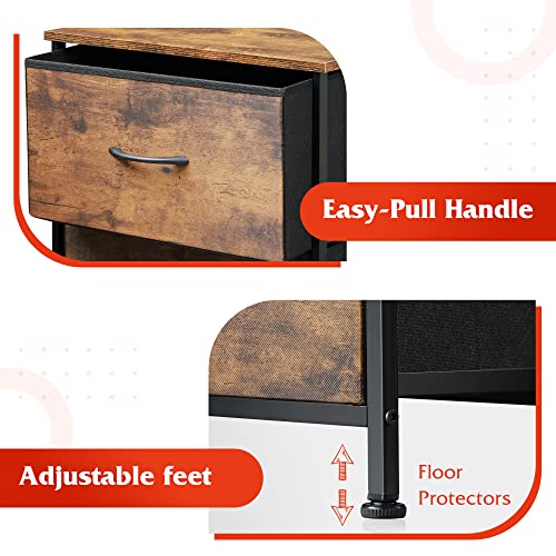 Wlive Dresser With 4 Drawers, Fabric Storage Tower, Organizer Unit For Bedroom, Hallway, Entryway, Closets, Sturdy Steel Frame, Wood Top, Easy Pull Handle, Rustic Brown Wood Grain Print #TOP7