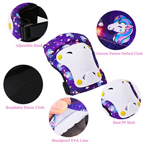 Image of FIODAY Knee Pads for Kids Toddler Knee Pads and Elbow Pads Wrist Guards with Drawstring Bag Adjustable Protective Gear Set for Girls Boys Skating Cycling Skateboard Scooter,3-8 Years,Purple