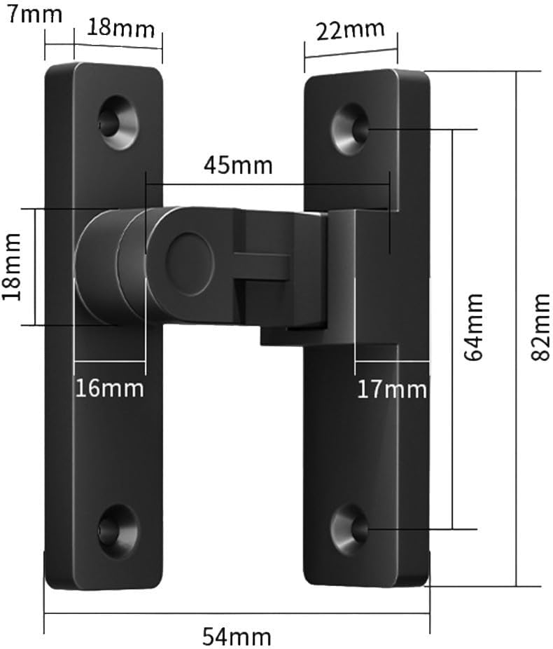 Zinc Alloy Door Latch Bolt 90 Degree Sliding Lock Indoor Bathroom Bedroom, Vintage Security Bolt with Anti-Theft, Install, Silver(black)