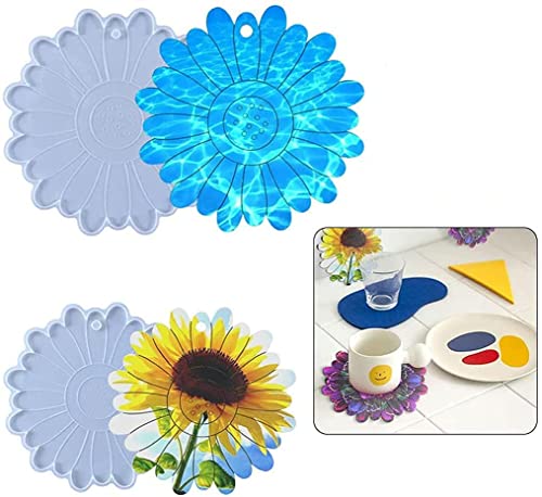 Image of SNOOGG Pack of 1 Sunflower-Shaped Silicone Mold for Epoxy Resin Art, DIY Casting, Making Coasters, Home Decoration, Cup Mats, and Customized Craft Projects