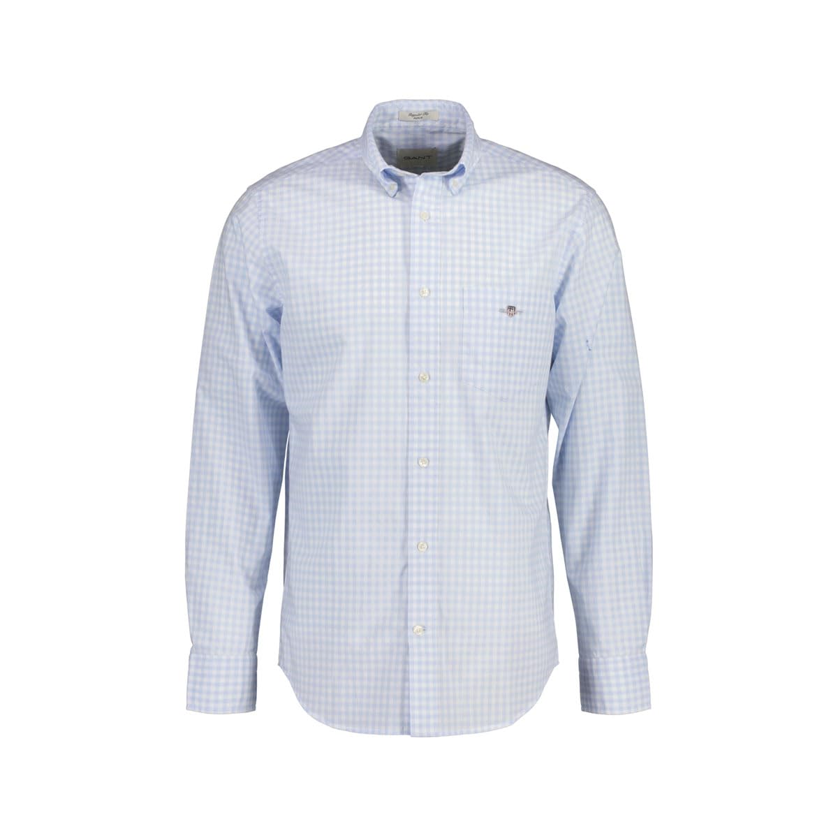 Gant Reg Poplin Gingham - Maglietta Classica Da Uomo, Colore Blu Chiaro, Standard, Azzurro, M-image