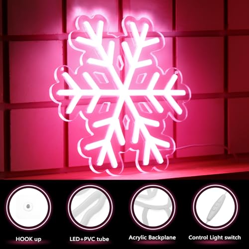Image of Treela 3 Pcs Pink Snowflakes Lights Christmas Light up Window Lights