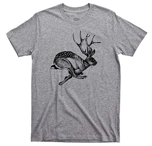 Jackalope T Shirt Mythical Jackrabbit with Antelope Horns Cryptid Legendary Creatures Tee (M Sport Gray)