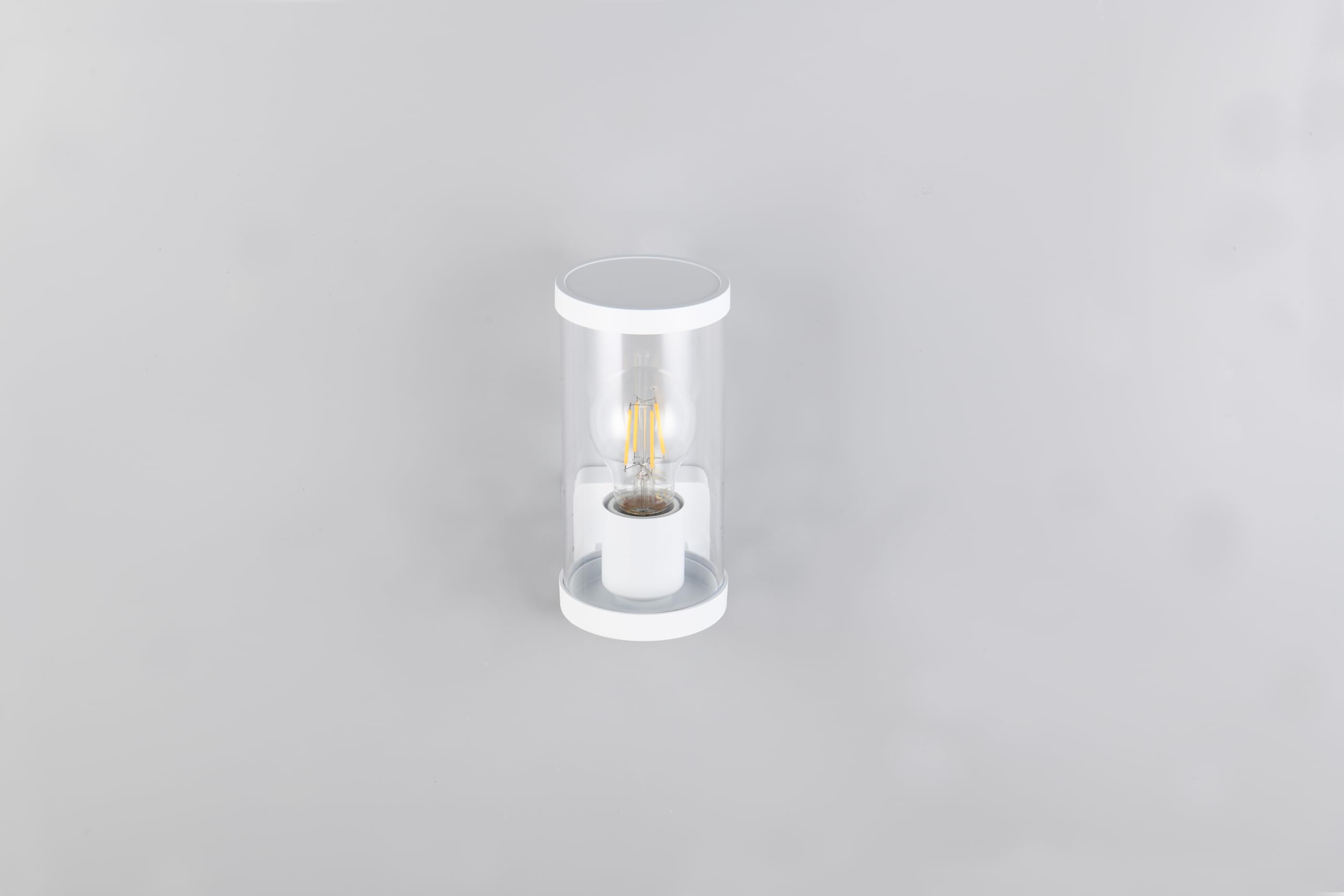 Reality Leuchten Außen Wandleuchte Bonito R21599131, Aluminium Druckguss Weiß matt, Schirm Kunststoff klar, exkl. 1x E27, Bewegungsmelder