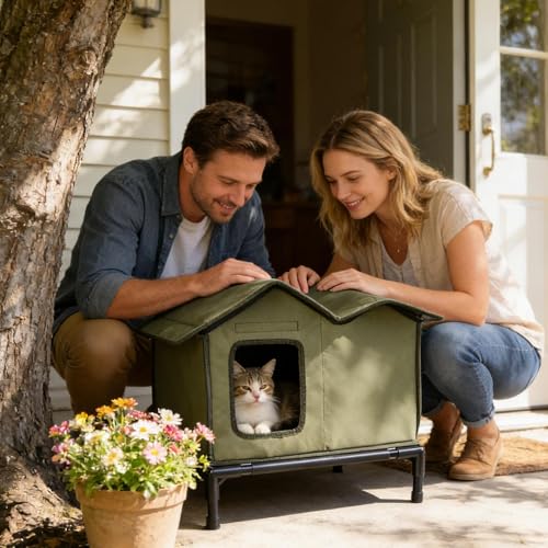 Maison pour chat d'extérieur coupe-vent et imperméable pour une protection hivernale - 3