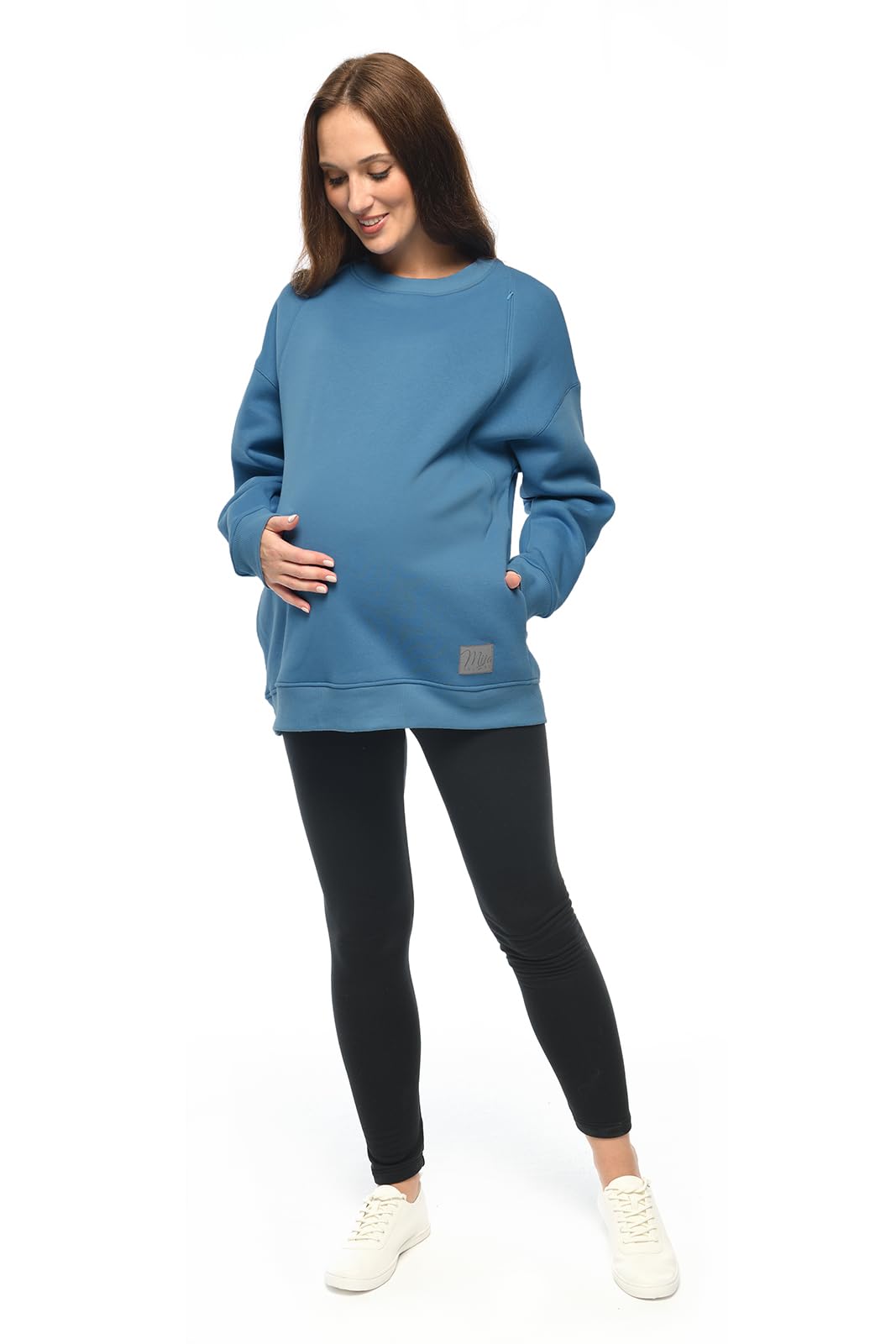 MijaCulture Moda ciążowa 2 w 1 sweter do karmienia i sweter ciążowy do karmienia Miley M020 (DE/NL/SE/PL, alfanumeryczny, L, XL, regularny, granatowy)