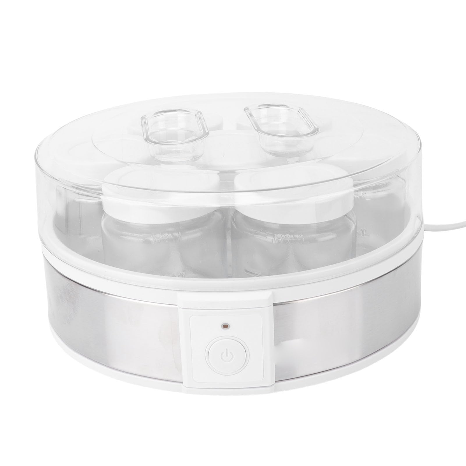 GOWENIC Yogurtiera Elettrica, Macchina per Yogurt Fatta in Casa da 20 W con 7 Tazze di Vetro, Yogurtiera Greca Portatile Multifunzionale per Marmellate, Budini, Gelato, Temperatura Costante