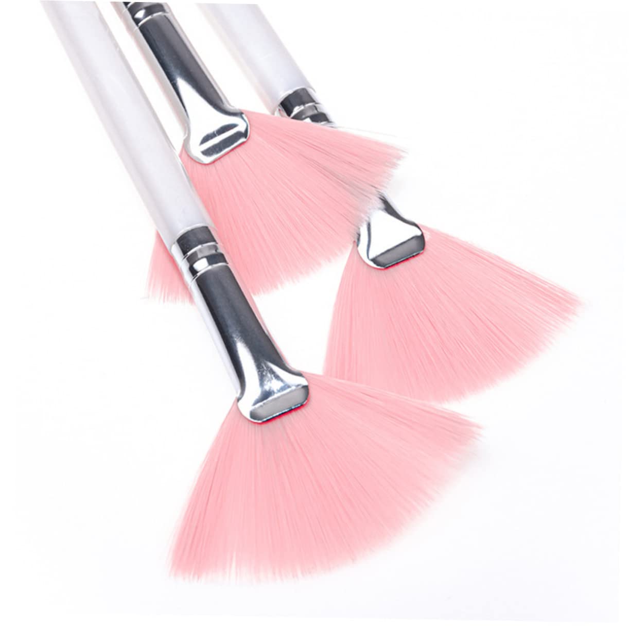 FRCOLOR Juego De 4 Brochas De Maquillaje Con Mango En Forma De Abanico Para Maquillaje Facial Y De Detalle (6 Unidades)