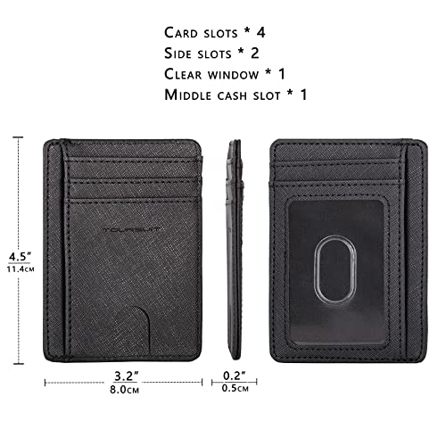 TOURSUIT Travel Minimalist Slim Front Pocket Wallet for Men Women, RFID Blocking Credit Card Holder Case (Cross Black)4
