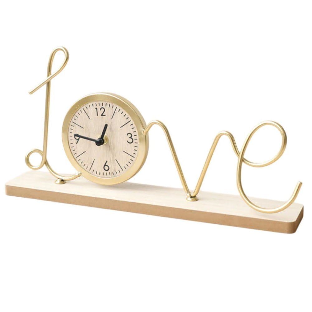 Reloj de mesita de noche de madera y adorno para estantería de hogar