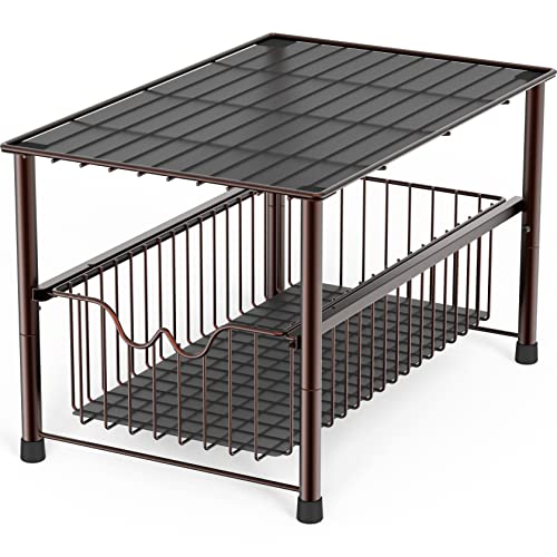 Deco Brothers Stackable Under Sink Organizer with Sliding Basket, Bronze by Deco Brothers - Used condition - US$19.83