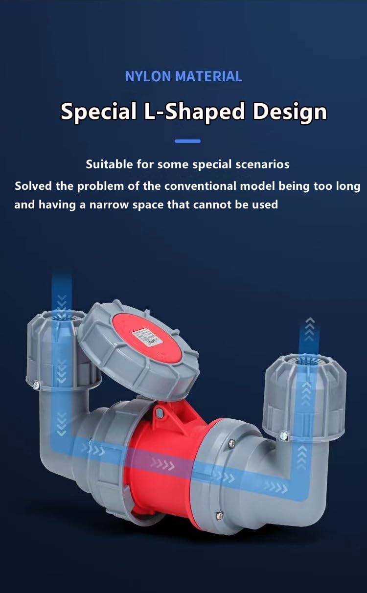 IEC60309 Waterproof CEE Industrial Connector Right Angle Activity Socket 5Pin 63A 380V-415V 3P+N+E Flame Retardant IP67