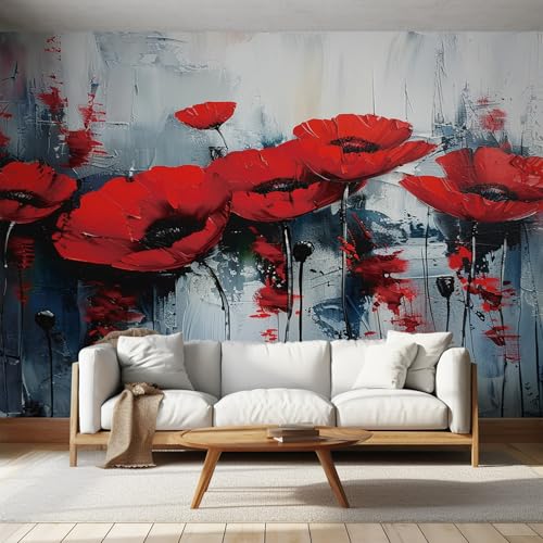 Papier Peint Rouge Chiot 200x140 cm pour Chambre d'Enfant