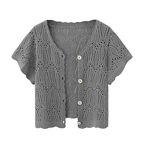 Image of Open Front Summer Cotton Thin Cardigans for Women Lightweight Cropped Cardigan Sweaters for Women