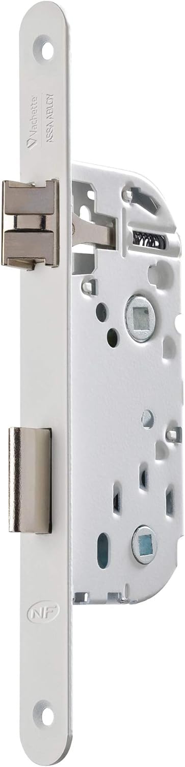 VachetteD23R-A40/B/SF Reversible, White NF Level 2 Certified Condamnation Lock | Round End Header 40 mm Axle-for Bathroom Door, Toilet and W/C