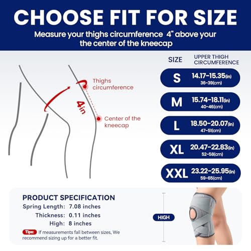 Image of JOMVD Knee Brace for Knee Pain, Meniscus Tear, Adjustable Knee Support with Side Spring Stabilizers for Meniscus Tear, ACL, Arthritis, Knee Pain Relief, Women and Men, Medium