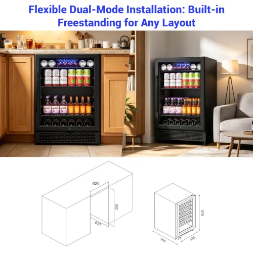 Image of 5.2 cu.ft. Beverage Refrigerator with Glass Door, Mini Fridge Hold 200 Cans