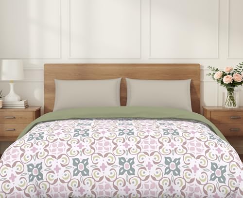 Image of Welspun Arlo Double Bed Quilt Comforter, 2-in-1 Reversible, Lightweight AC Quilt Blanket, Soft Breathable Microfiber for All Seasons & Winter Use, 200x200 cm Double Bed Quilt, Blush