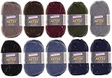 SUPERGARNE Sockenwolle AKTIV 4-fädig von 10x100g Paket „TWEED“, mehrfarbig tweed