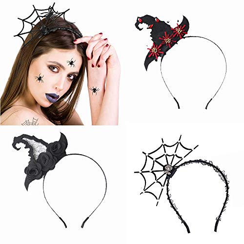 JoinBo Halloween 4PCS Spider Web Headband Witch Hat Headband Headdress Women's Wear Halloween Makeup Party Party Costume Ball Costume Accessories