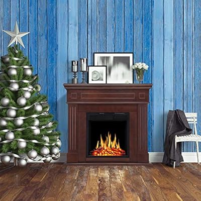 R.W.FLAME 43” Electric Fireplace Mantel Wooden Surround Firebox,TV Stand with Freestanding Electric Fireplace, Remote Control, Adjustable Led Flame, 750W/1500w Brown