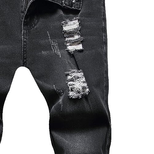 JEKE-DG Men's Ripped Slim Fit Jeans Stretch Destroyed Ripped Skinny Jeans Fashion Design Streetwear Denim Trousers4
