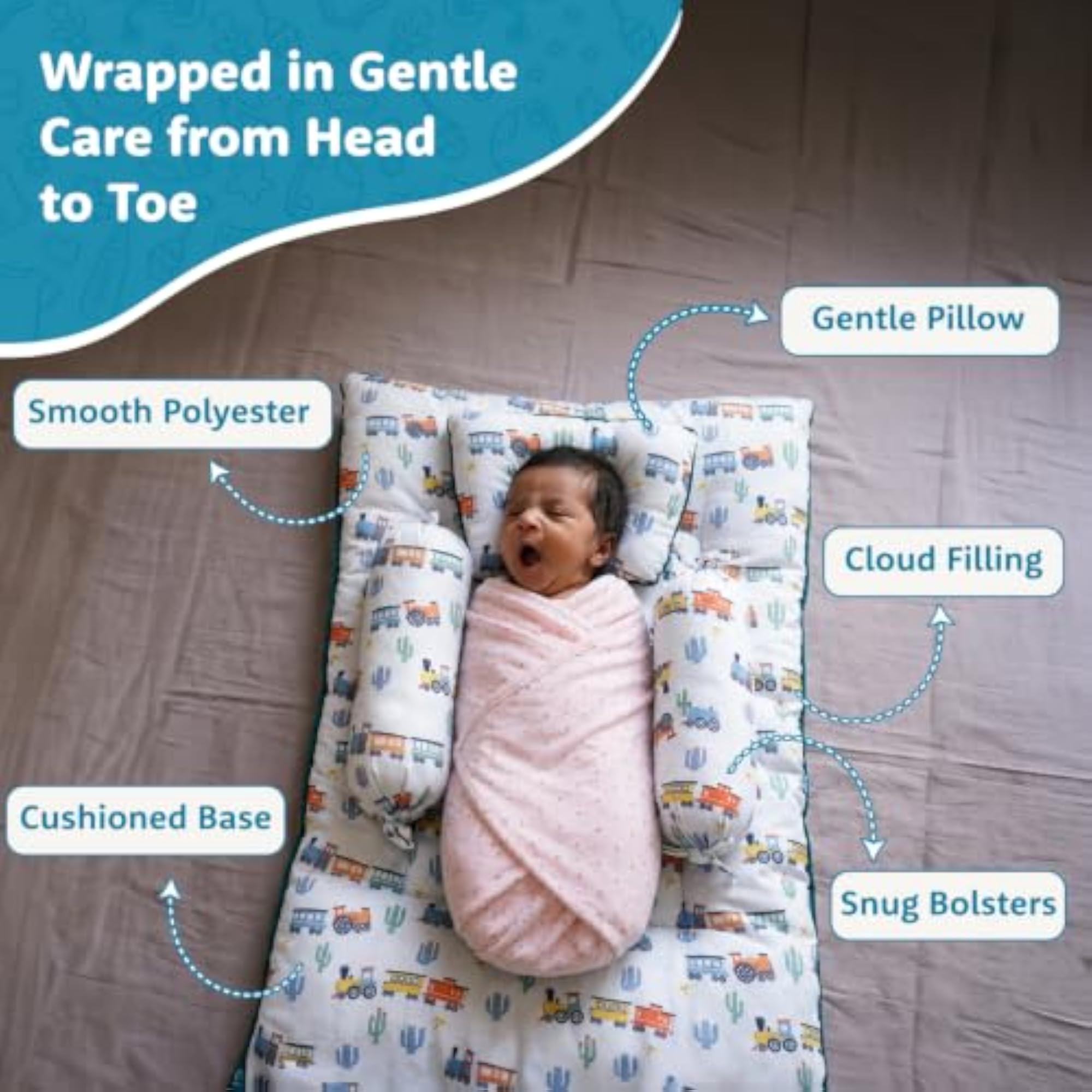 Amazon Brand Newborn Baby Bedding Set with Bolster Pillows