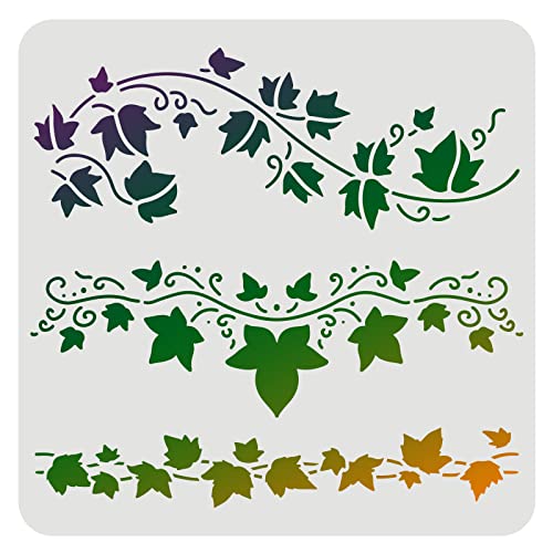 FINGERINSPIRE Ivy Stencil 30x30cm plantillas clásicas de hoja de borde para pintura plantilla de vid reutilizable manualidades dibujo de hojas para pintar en papel de madera, tela de suelo, pared