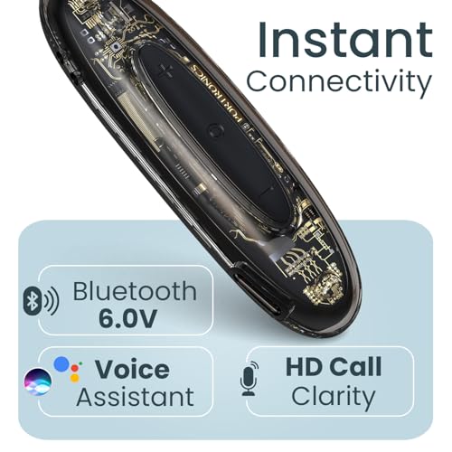 Image of Portronics Harmonics Y5 Bluetooth Wireless In Ear Earphone with strong Clip, Upto 24 Hour Playback,Dual Pairing, HD Clarity Mic, Transparent Design,Magnetic Buds, Bluetooth V6.0,Type C Charging(Black)