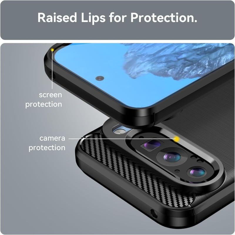 Image of NPRC Hybrid Ultra Slim Protective Case TPU Non-Slip Carbon Fiber Texture Shockproof Case Cover for Google Pixel 9 pro XL - Black