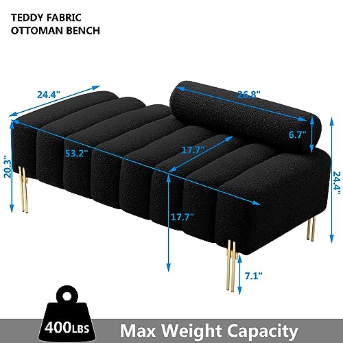 Setawix-Teddy-Fabric-Ottoman-Bench-End-of-Bed-Channel-Tufted-Bedroom-Window-Entryway-Benches-Rectangle-Sherpa-Upholstered-Living-Room-Footrest-Sofa-Stool-with-Golden-Metal-Legs-Black