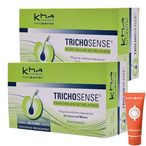 Hans Karrer Trichosense Lösung 30x 3 ml I Pflege bei erhöhtem Haarverlust für Frauen und Männer I Haarausfall I dünnes Haar I gesunde Haare I Melatonin I Biotin I Spar-Set plus Pharma Perle (2x)
