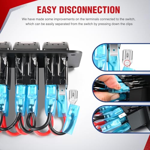 Image of Nilight 16AWG 14AWG 12AWG LED Light Bar Wiring Harness Kit - 10 Leads | 12V On /Off 5 Gang Rocker Switch Panel Power Relay Blade Fuse 5Pin Toggle Switches for Cars Boat ATV Trucks