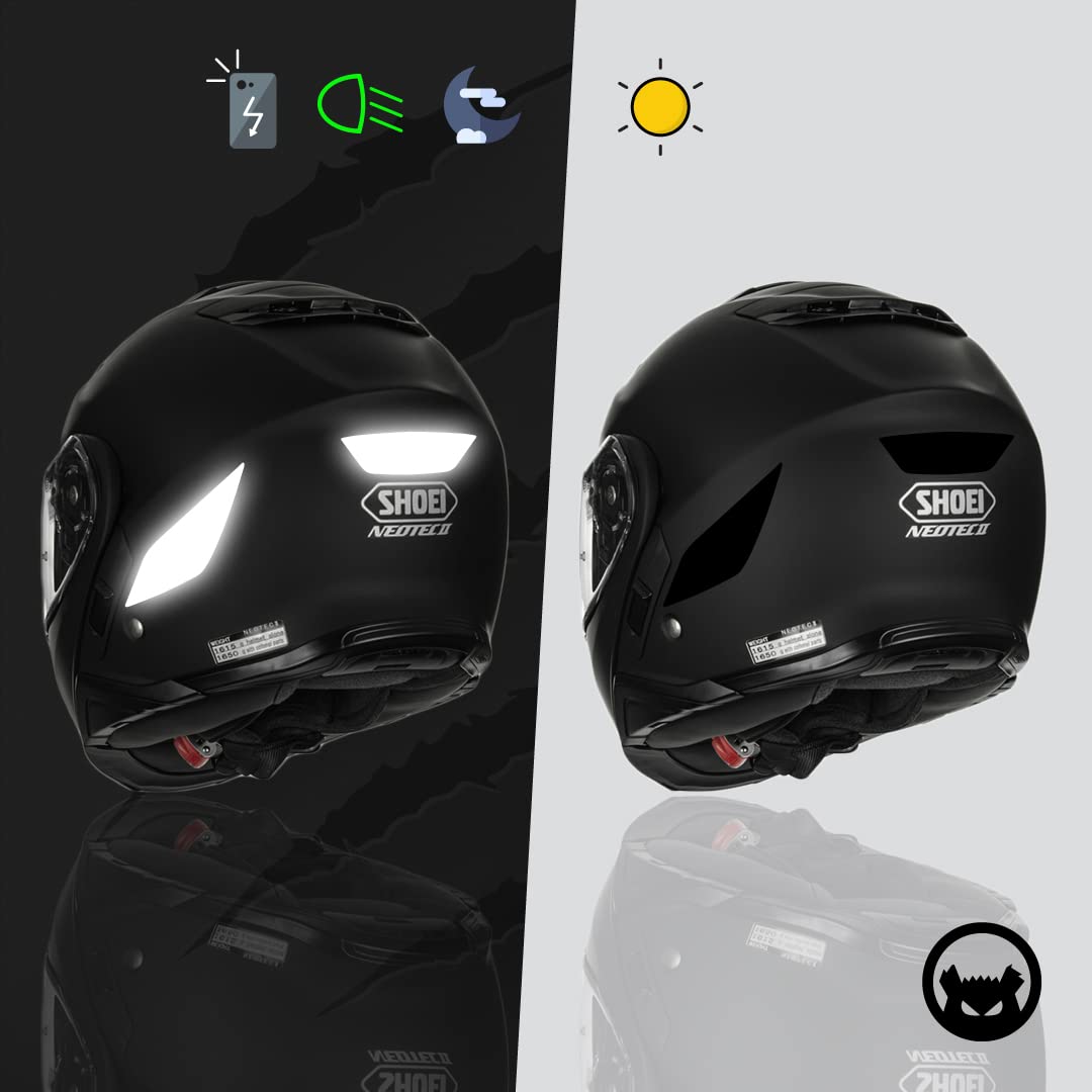 shoei neotec 2 decal kit FYB of 5 REPOSITIONABLE Reflective Stickers Compatible with and 3 Helmet, 3M Technology, Black Automotive Model:CTCNQ400A Open Face Motorcycle Helmets And whats more LEFT