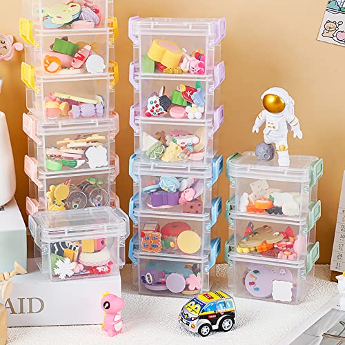 Nicunom 24 Pack Mini Plastic Storage Containers Box, 3.1" x 2.6" x 2" Stackable Bead Organizers with Lid, Clear Plastic Small Storage Box for Small Craft Items, Jewelry, Beads - Image 6