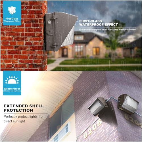 Image of Lightdot 8 Pack 70W LED Wall Pack Lights, Wall Mount Outdoor Exterior Lighting, 100-277V, 10500LM Dusk-to-Dawn, IP65 ETL, 20ft Coverage Area, Parking Lots, Building Exteriors, Backyard /Factory