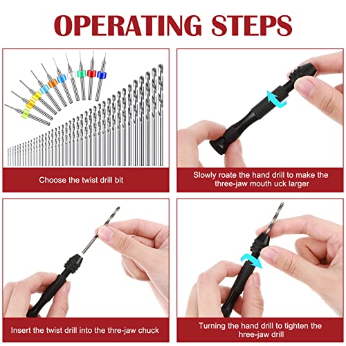 Image of Vinsot 95 Pieces Micro Hand Drill Bits, 1 Pin Vise and 94 Pieces Micro Twist and PCB Mini Drill Bits for DIY Wood Jewelry Resin Beads Polymer Clay Craft Model Making(Black)
