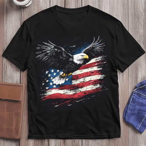 Casual American Flag Eagle T-Shirt for Men Patriotic T-Shirts Short Sleeve3
