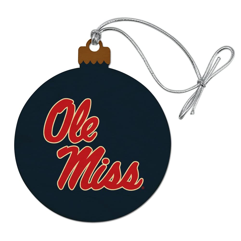 GRAPHICS & MORE University of Mississippi Primary Logo Wood Christmas Tree Holiday Ornament
