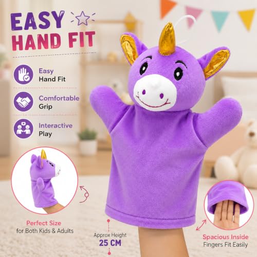 Image of CHI-CHIMPU TOYSs Unicorn Hand Puppet for Kids | Soft Plush Interactive Animal Puppet | Storytelling, Pretend Play & Learning Toy | Educational Hand Puppet for Boys & Girls | Birthday Gift