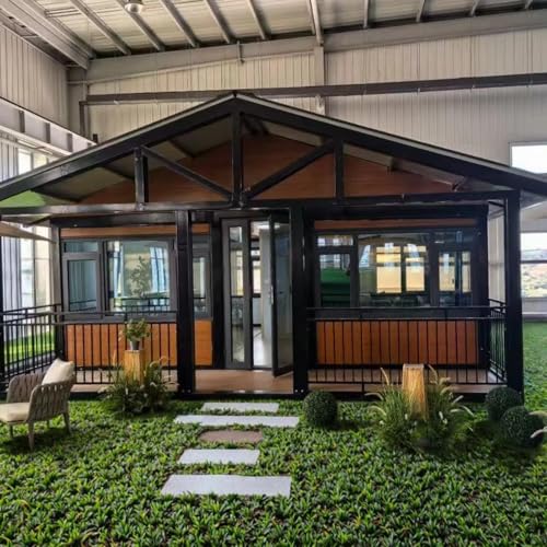 Luxury Prefab Container Houses Expandable Tiny Home Prefabricated House to Live in for Adults 20ft 40ft Modular Foldable House Mobile Home with Full Equipped Bathroom & Kitchen Portable Cabin