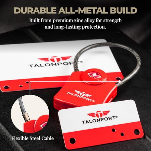 Image of Keyless TSA Approved Suitcase Luggage Locks, Red 4-Pack | No Combination to Remember, Durable Zinc Alloy Build, Free Lifetime Card-Key Replacements, Secures Bags, Lockers & Gym