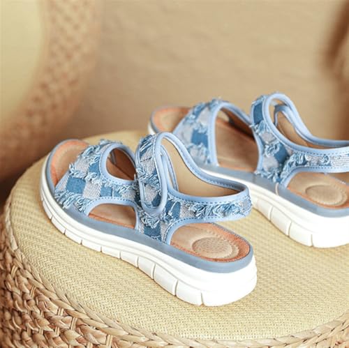 Women's Wedge-shaped Sandals, Open Toed Women's Sports Outdoor Hiking Platform Shoes Height Chunky Sole Roman Sandals3