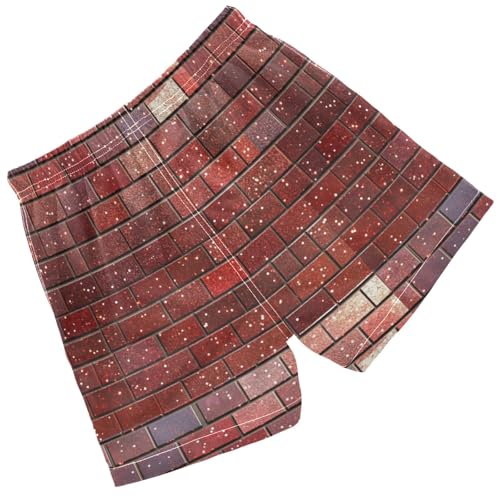Pigsaly Boys Swim Trunks Vintage Brick Red Terracotta Checkered Boys Board Shorts Swimsuit Swimwear Summer Bathing Suit 2T2